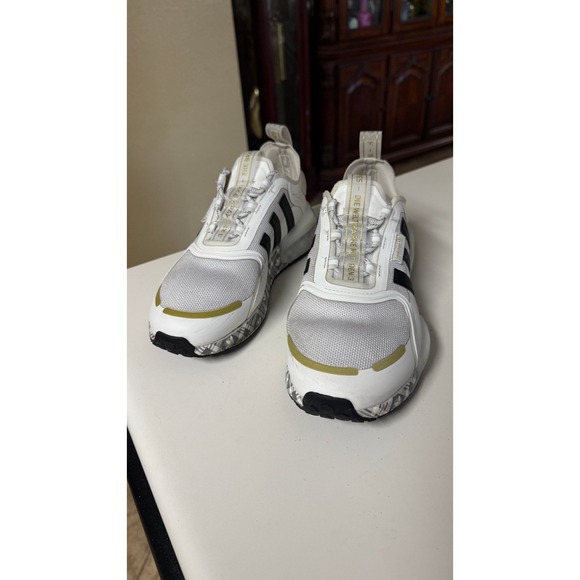 Adidas NMD_R1‎ V3 Athletic Shoes Cloud White/Core Black/Gold Metallic size 5 main image 9